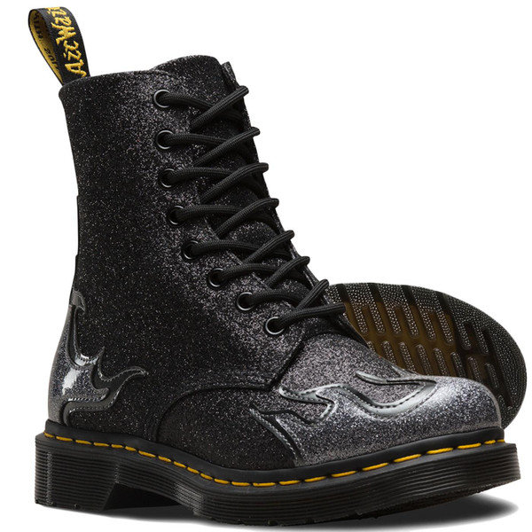 Dr Martens Retro 1460 Pascal Flame Glitter Boots in Pewter Dr Martens Retro 1460 Pascal Flame Glitter Boots in Pewter