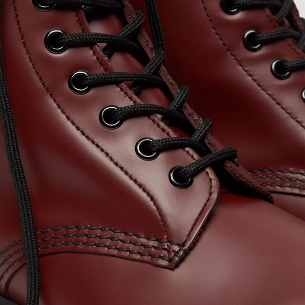 8 eyelet lace up on Dr Martens Womens 1460 Smooth Leather Boots in Cherry Red
