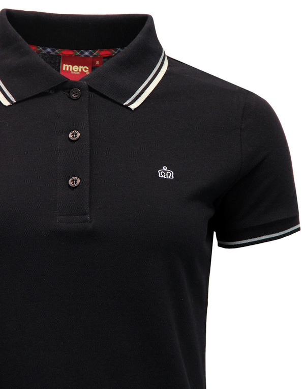 merc rita retro mod tipped pique polo shirt black