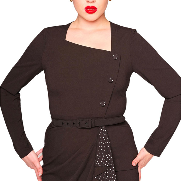 Collectif Womenswear Anika Draped Pencil Dress in Black
