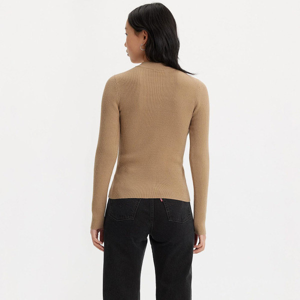 Levi's Women's Retro 1970s Ribbed Mock Neck Sweater in Travertine A07190017