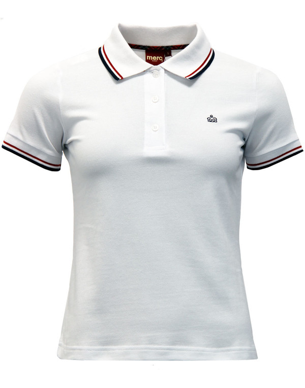 merc rita retro mod tipped pique polo shirt white