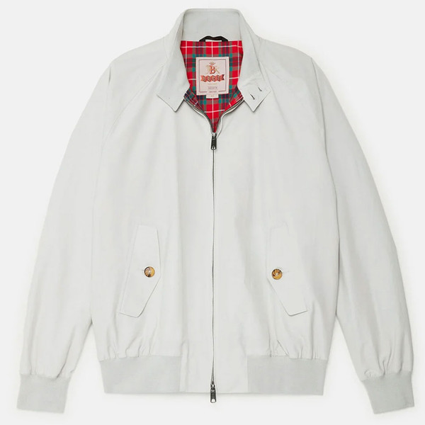 Flat lay photo of Baracuta G9 Mod 60s Made in England Harrington Jacket in Mist Grey
