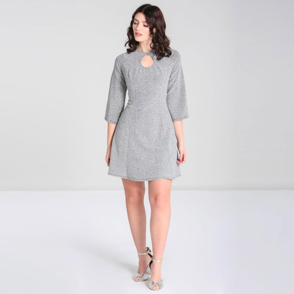 Hell Bunny H40381 Loco-Motion Dress in Silver