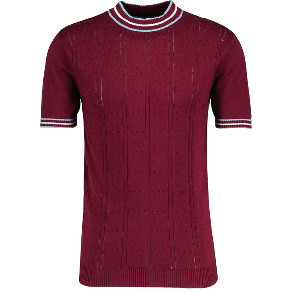 Madcap England Wilson Mod Pointelle Knitted Tipped T-shirt in Zinfandel MC1041 Madcap England Wilson Mod Pointelle Knitted Tipped T-shirt in Zinfandel MC1041