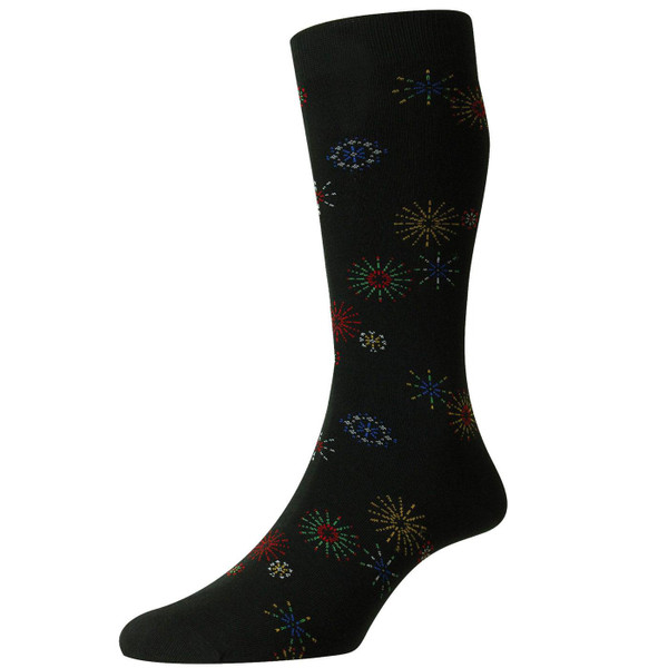 Scott-Nichol by Pantherella YS4074 002 Thames Fireworks Socks in Black