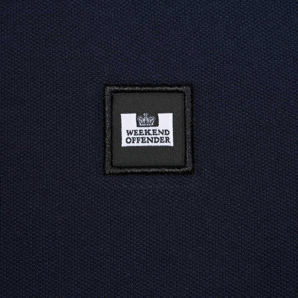 Weekend Offender Men's Sakai Polo in Navy with Brown House Check Trim