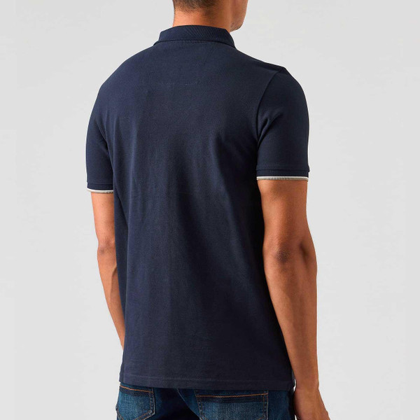 Weekend Offender Men's Sakai Polo in Navy with Brown House Check Trim