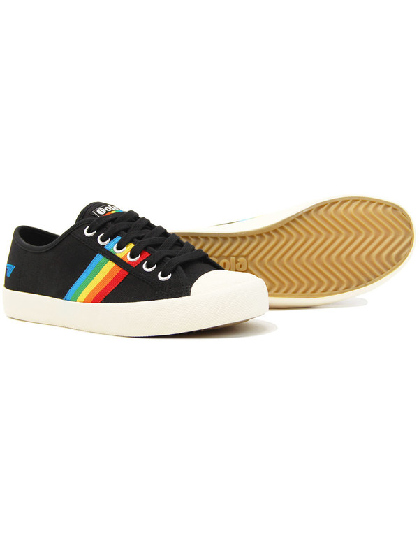 gola coaster rainbow womens retro trainers black