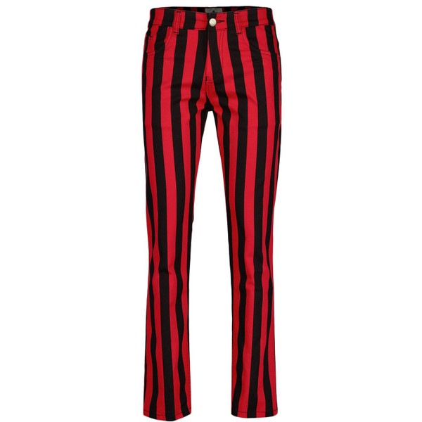Madcap England Roller Coaster Retro Striped Slim Leg Jeans in Black and Red MC1072 Madcap England Roller Coaster Retro Striped Slim Leg Jeans in Black and Red MC1072