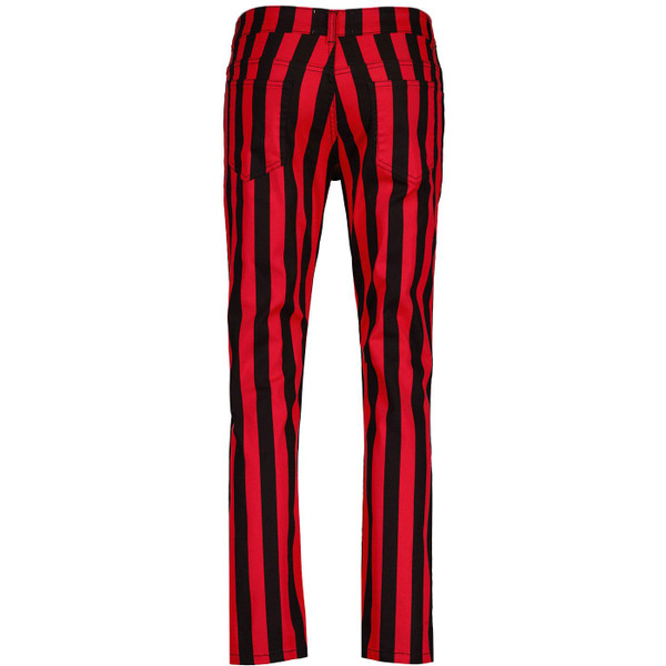 Madcap England Roller Coaster Retro Mod Striped Slim Leg Jeans in Black and Red MC1072 Madcap England Roller Coaster Retro Mod Striped Slim Leg Jeans in Black and Red MC1072