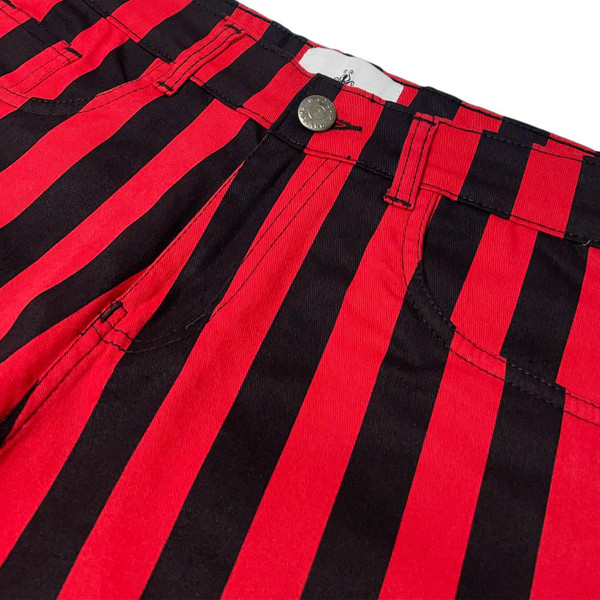 Madcap England Roller Coaster Retro 60s Striped Slim Leg Jeans in Black and Red MC1072 Madcap England Roller Coaster Retro 60s Striped Slim Leg Jeans in Black and Red MC1072