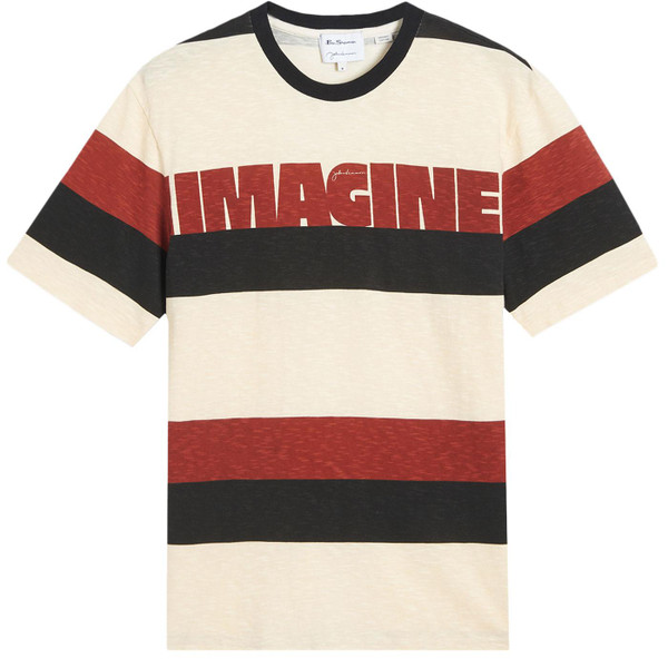 Ben Sherman John Lennon Imagine Block Stripe Tee in Ivory 0075531 015