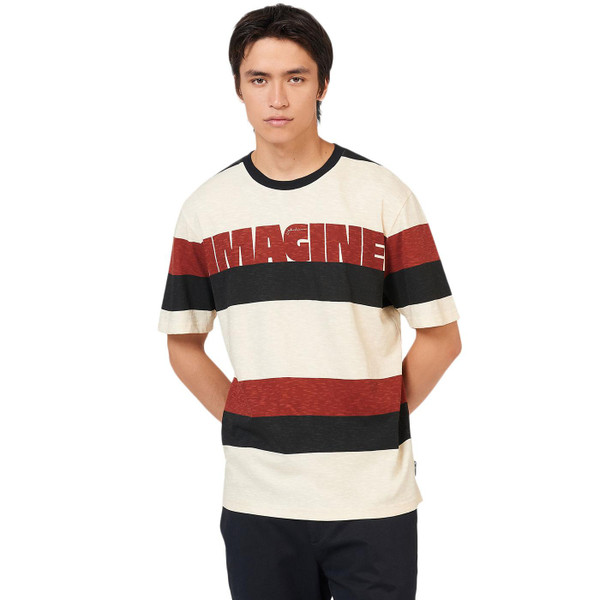 Ben Sherman John Lennon Imagine Block Stripe Mod Tee in Ivory 0075531 015