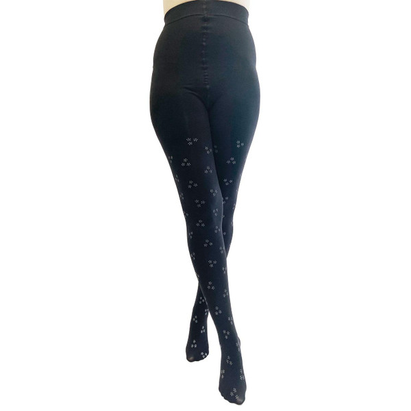 Pamela Mann Ditsy Glitter Tights in Black with Silver Glitter