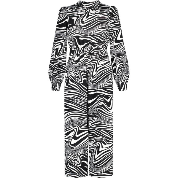 louche womens gayane zebra pop print mock neck cropped leg jumpsuit black white