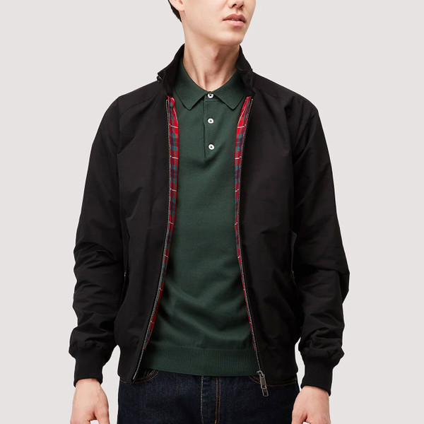 Man wearing Baracuta G9 Original Mens Retro Mod Harrington Jacket in Black