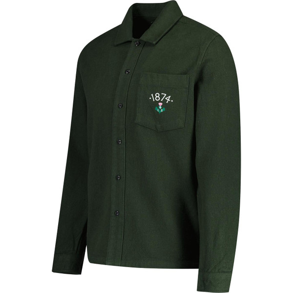 lyle and cott mens brushed cotton mod overshirt dark green