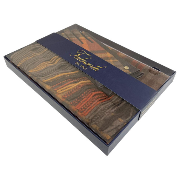 Failsworth Lambswool Scarf and Glove Gift Box in Ginger and Chocolate