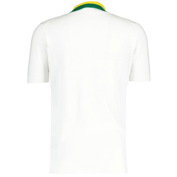 John Smedley x Lou Dalton Gilson Retro Auto Stripe Collar Knitted Polo in White