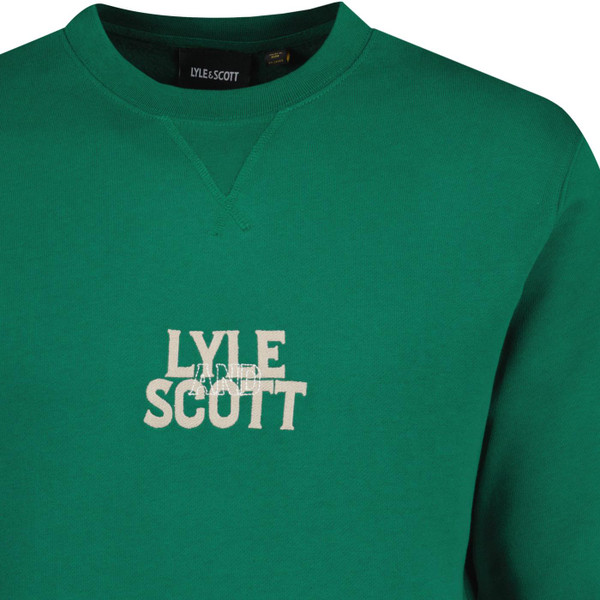 lyle and scott mens varsity logo embroidered crew neck sweatshirt lothian green