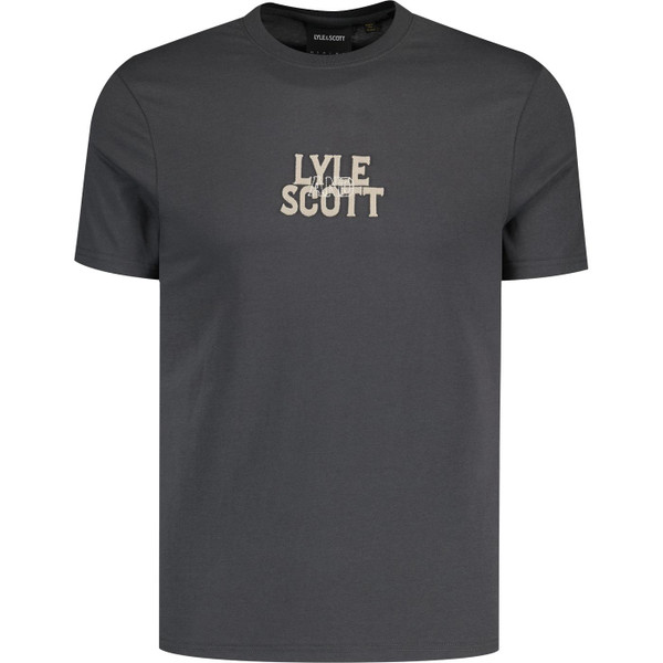 lyle and scott men varsity logo embroidery crew neck tshirt gunmetal grey