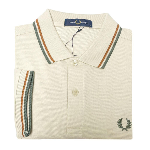 Fred Perry M3600 Mod Twin Tipped Polo Shirt in Oatmeal M3600 U37