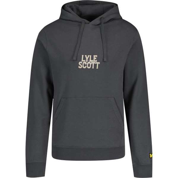 lyle and scott mens varsity logo applique hoodie gunmetal grey