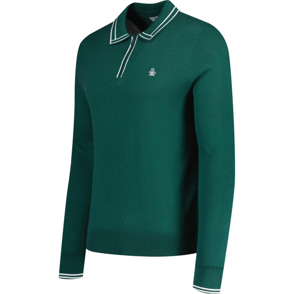original penguin mens long sleeve quarter zip tipped polo neck top june bug green original penguin mens long sleeve quarter zip tipped polo neck top june bug green