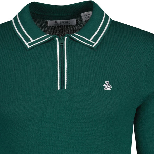 original penguin mens long sleeve quarter zip tipped polo neck top june bug green original penguin mens long sleeve quarter zip tipped polo neck top june bug green