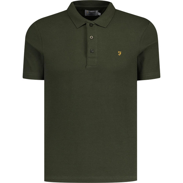 farah vintage mens forster textured panel polo tshirt evergreen