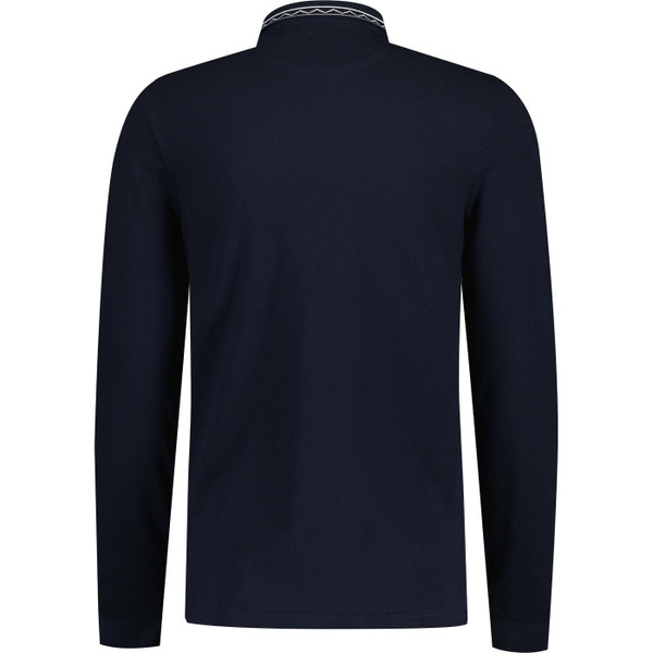 farah vintage mens milan zig zag tipped quarter zip long sleeve polo top true navy