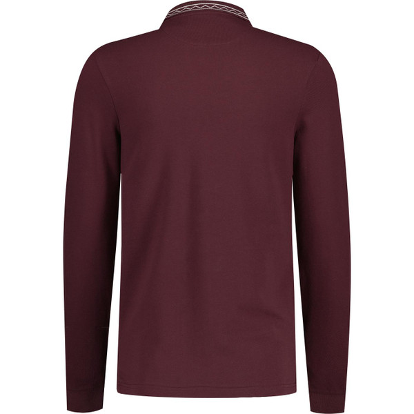 farah vintage mens milan zig zag tipped quarter zip long sleeve polo top farah red