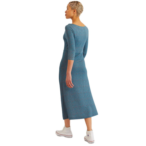 Louche London Pheebs Retro 1970s Firefly Print Jersey Midi Dress in Teal