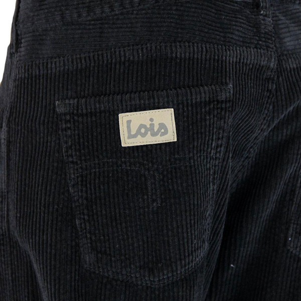 Lois branding pocket patch on Lois New Dallas Men's Jumbo Cord Straight Leg Trousers in Black