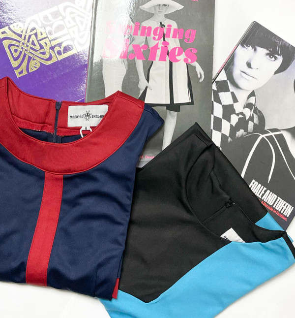 Madcap England A GoGo 1960s Stripe Side Tab Airline Dress MC454 Lifestyle