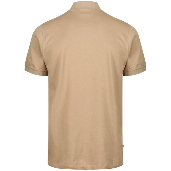 Luke Castleton Retro Racing Stripe Polo Shirt in Biscuit