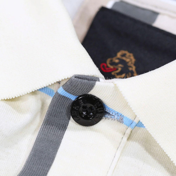 Luke Hadrians Mod AOP Check Polo Shirt in Delacreme