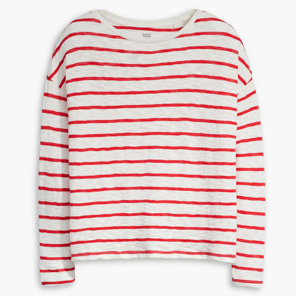 Levi's Margot Long Sleeve Retro 70s Stripe T-shirt in Red and White A72480002