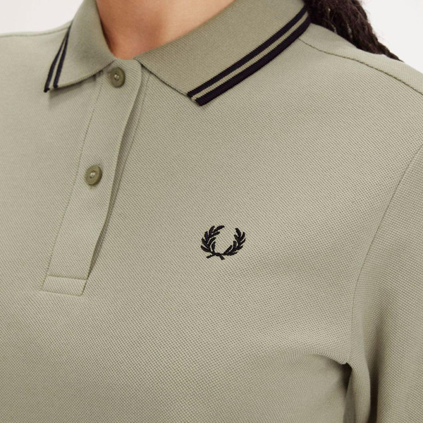 Fred Perry G3600 Women's Twin Tipped Pique Polo Shirt in Warm Grey G3600 U54