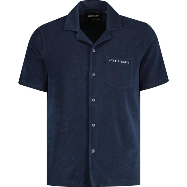 lyle and scott mens towelling short sleeve resort shirt dark navy