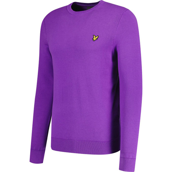 lyle and scott mens retro crew neck fitted jumper card purple
