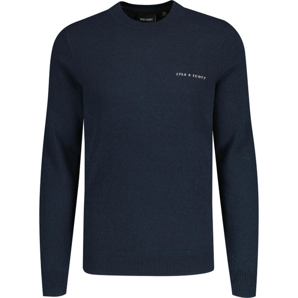 lyle and scott mens retro boucle knit crew neck jumper navy