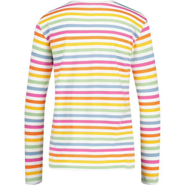 sugarhill brighton womens brunswick rainbow stripe crew neck long sleeve jersey top white