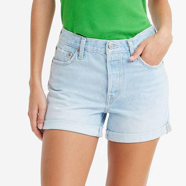 Levi's Womens 501 Rolled Shorts in Glaring Denim Light Blue