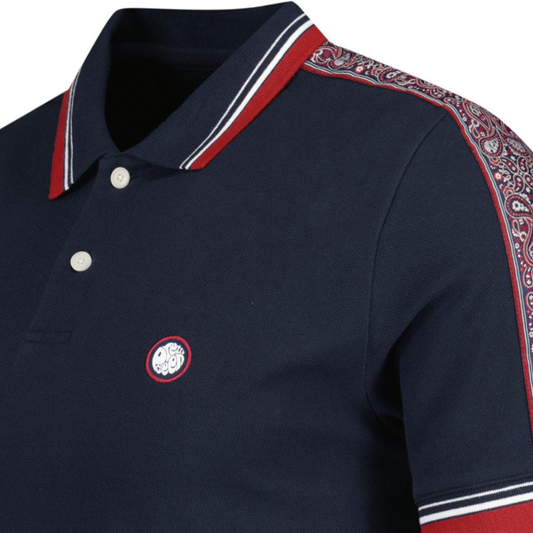 pretty green mens eclipse paisley pattern shoulder tape pique polo tshirt navy