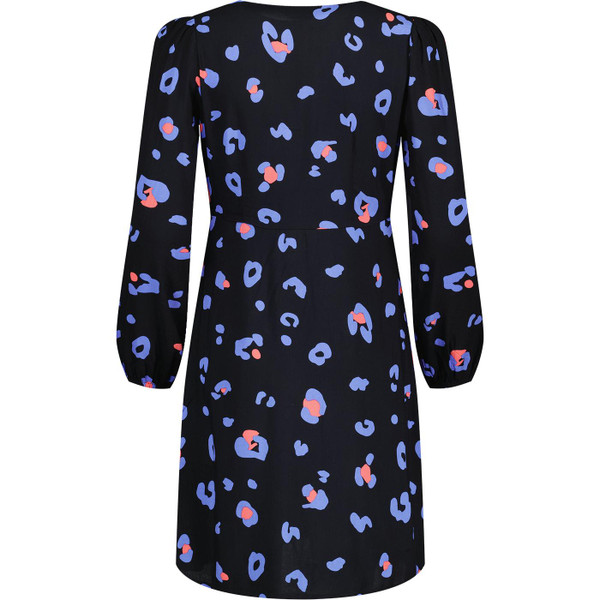 sugarhill brighton womens natalia colour pop leopard print button front mini tea dress black