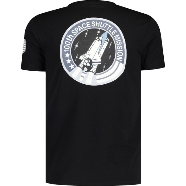 alpha industries mens space shuttle silver badge crew neck tshirt black