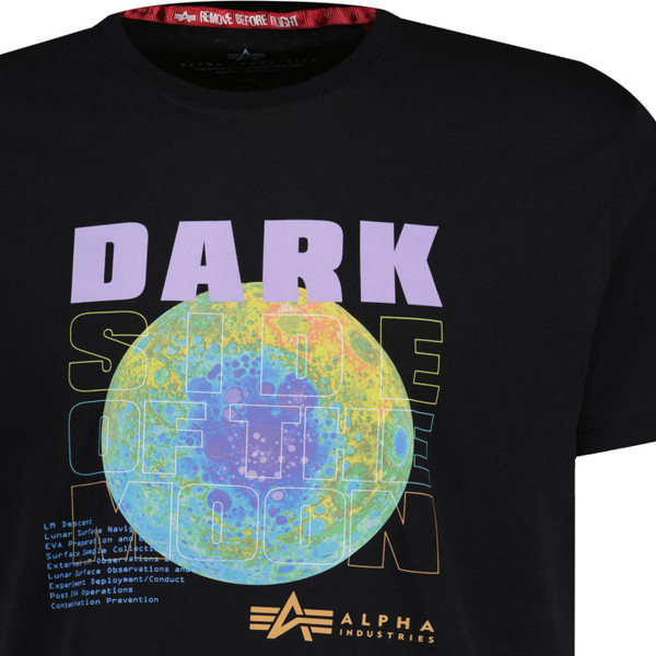 alpha industries mens dark side large print crew neck tshir black neon purple