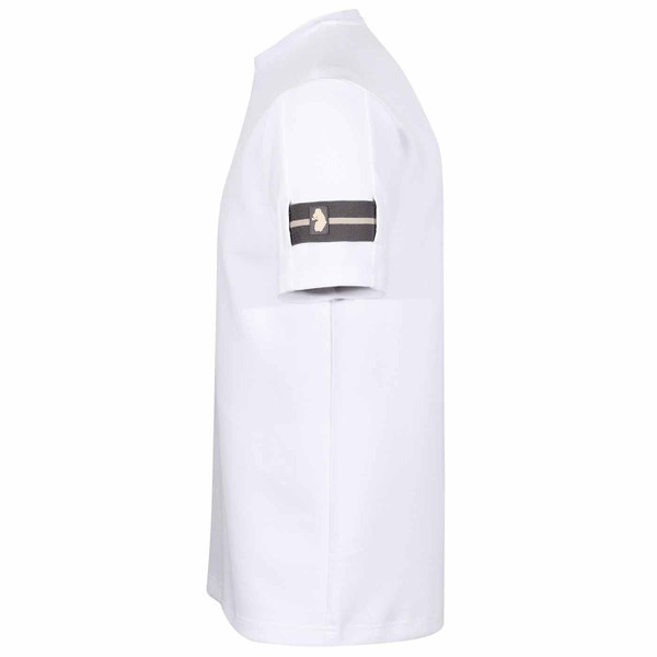 Luke Mcavoy Crew Neck T-shirt in White with detachable Badge Detail M680105